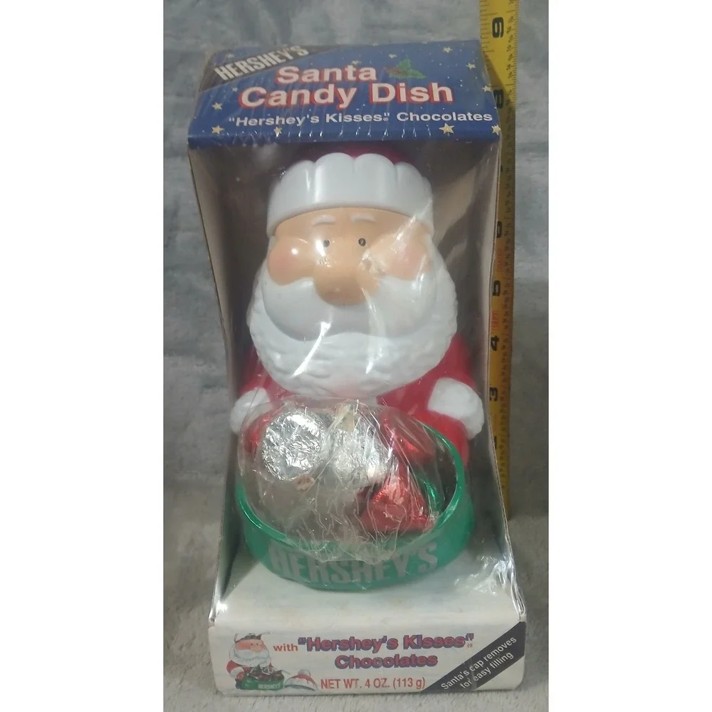 Vtg 1994 Hersheys‎ Santa Candy Dish Sealed with Kisses Christmas Figurine READ